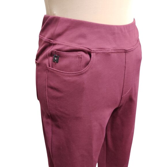 Kim Gravel 6 Tall High Rise Burgundy Pull On Straight Leg Stretch Pants Pockets - Picture 2 of 11